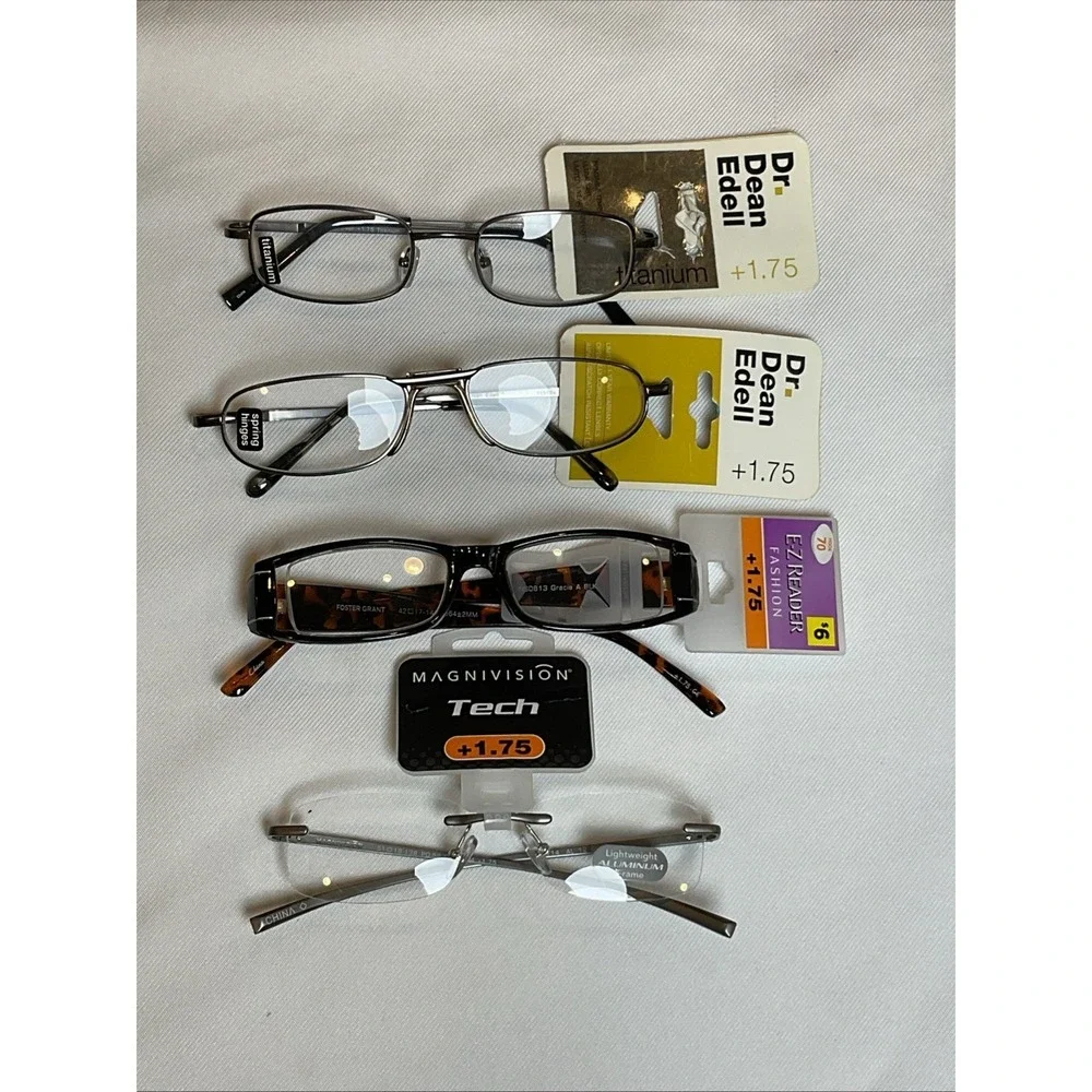 Lot Of 4 Reading Glasses +1.75 Mixed Magnavision Dr Dean Dell